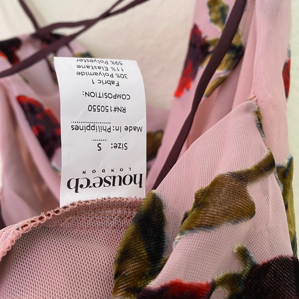 HOUSE OF CB 'Serena' Pink floral velvet Devore Maxi‎ Dress NWOT size S - Picture 12 of 16